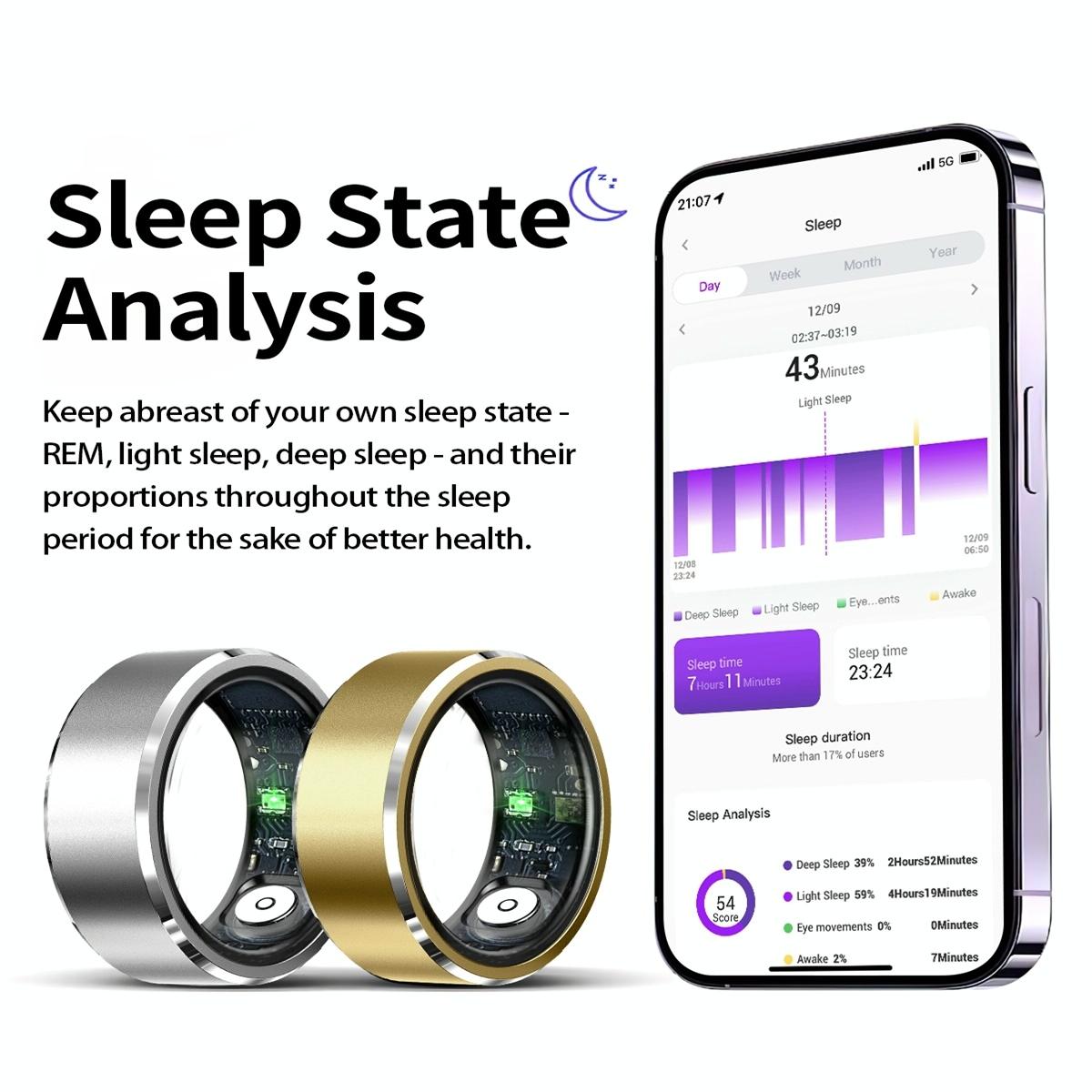 Smart Ring For Health Monitoring & Multiple Sports Modes - Size 10 - Silver 7