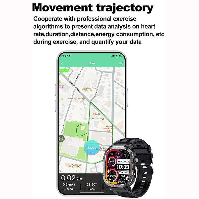 2.01 Inch Screen Silicone Strap 10M Waterproof Smart Watch Support Flashlight / Bluetooth Call / Hrv Black 4