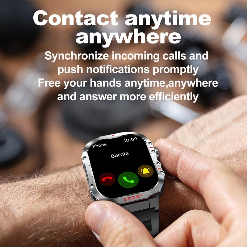 2.01 Inch Screen Silicone Strap 10M Waterproof Smart Watch Support Flashlight / Bluetooth Call / Hrv Black 7