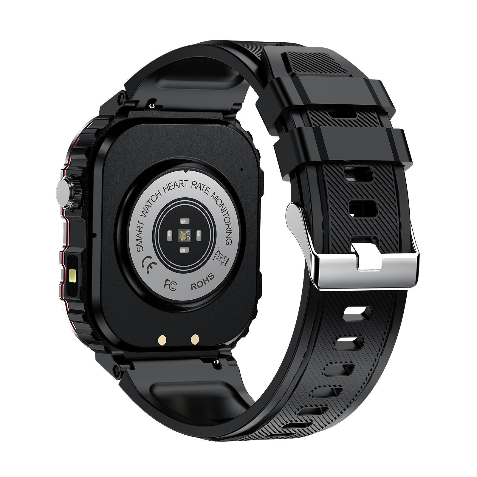 2.01 Inch Screen Silicone Strap 10M Waterproof Smart Watch Support Flashlight / Bluetooth Call / Hrv Black 8