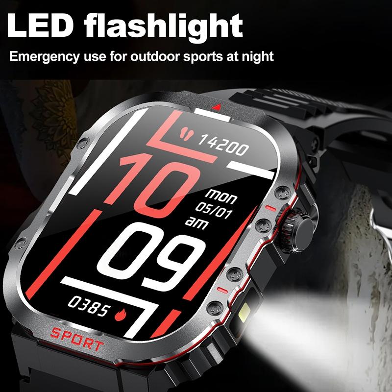 2.01 Inch Screen Silicone Strap 10M Waterproof Smart Watch Support Flashlight / Bluetooth Call / Hrv Black 9