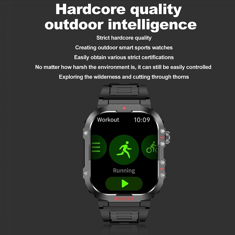 2.01 Inch Screen Silicone Strap 10M Waterproof Smart Watch Support Flashlight / Bluetooth Call / Hrv Black 12