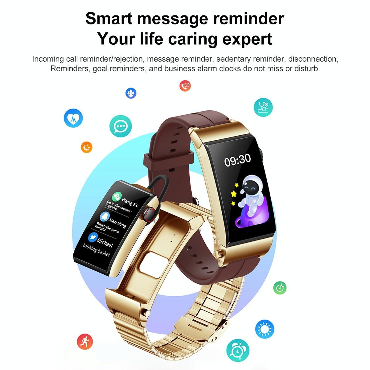 1.5 Inch Silicone Band Earphone Detachable Ip68 Waterproof Smart Watch Support Bluetooth Call - Black 6