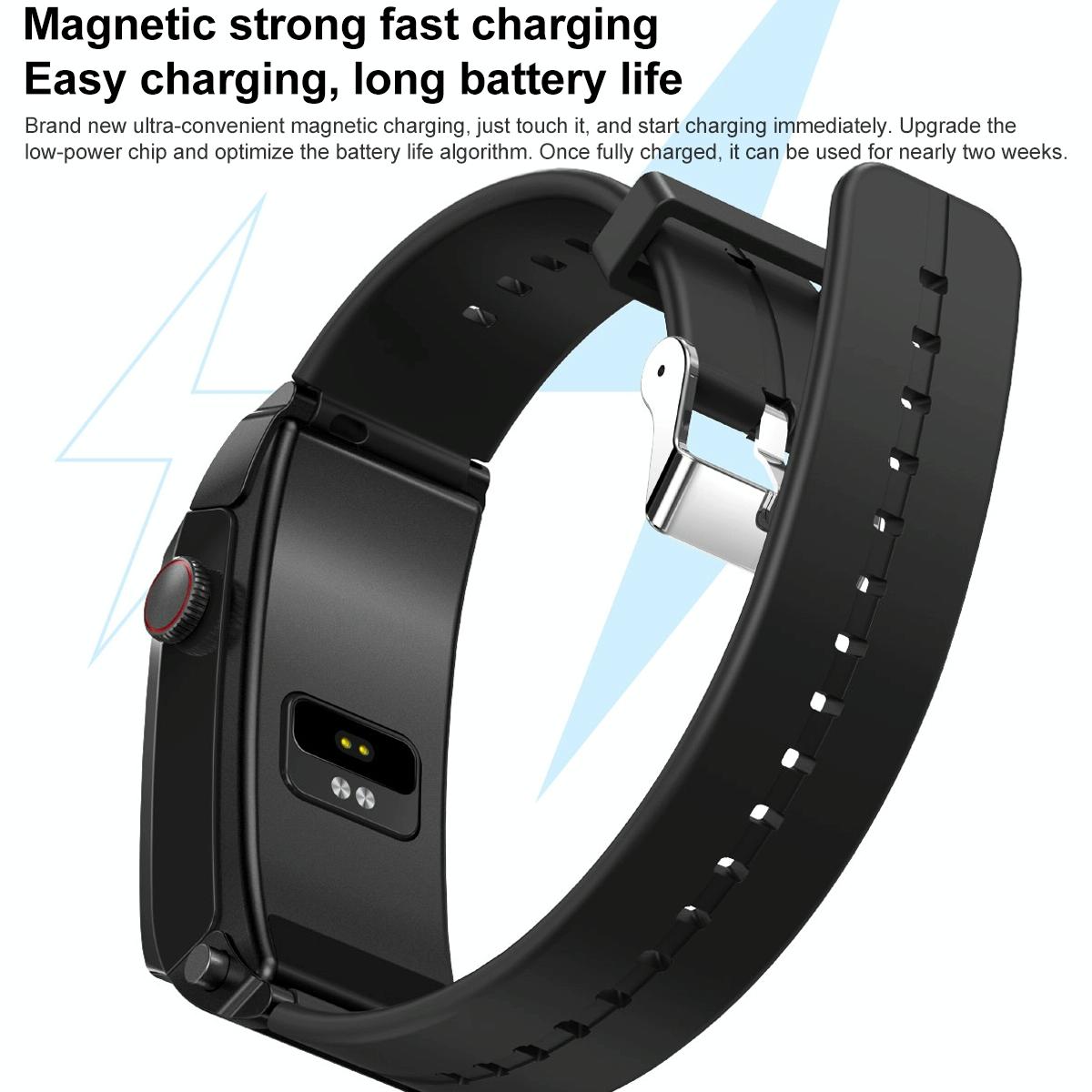 1.5 Inch Silicone Band Earphone Detachable Ip68 Waterproof Smart Watch Support Bluetooth Call - Black 11