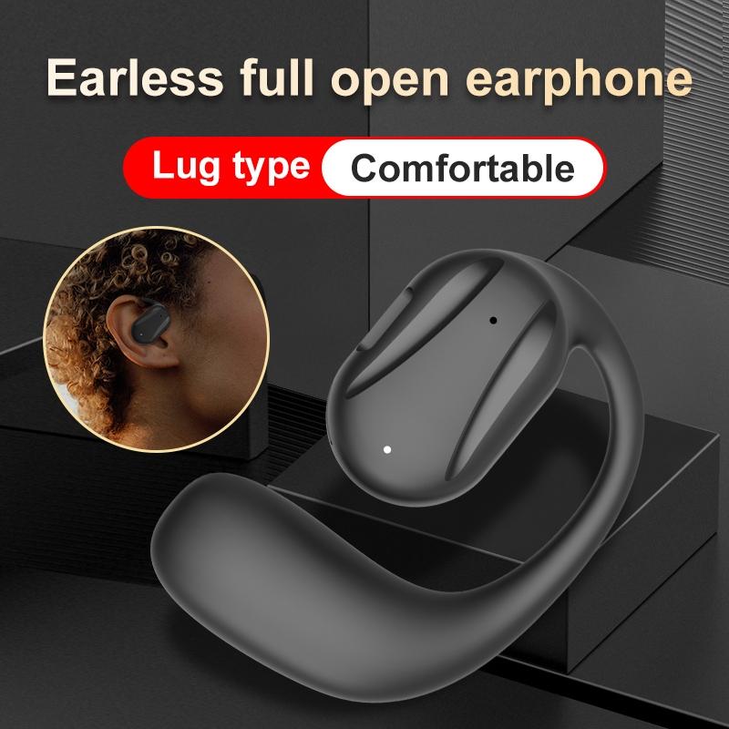 Black Yj77 Bluetooth 5.2 Ear-mounted Bone Conduction Headset for Left Ear - Left Ear Black 3