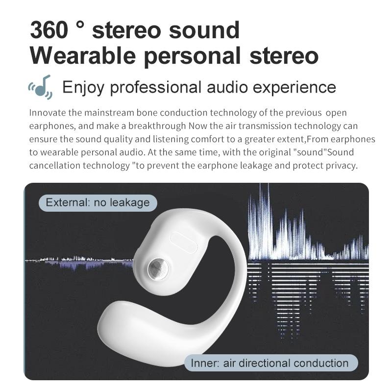 Black Yj77 Bluetooth 5.2 Ear-mounted Bone Conduction Headset for Left Ear - Left Ear Black 5