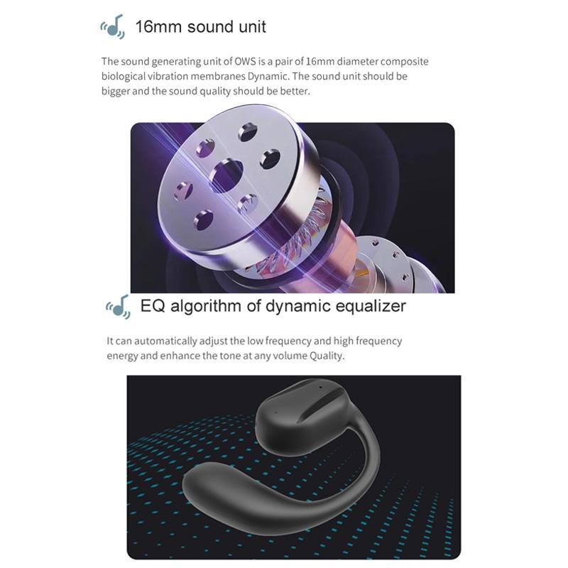 Black Yj77 Bluetooth 5.2 Ear-mounted Bone Conduction Headset for Left Ear - Left Ear Black 6