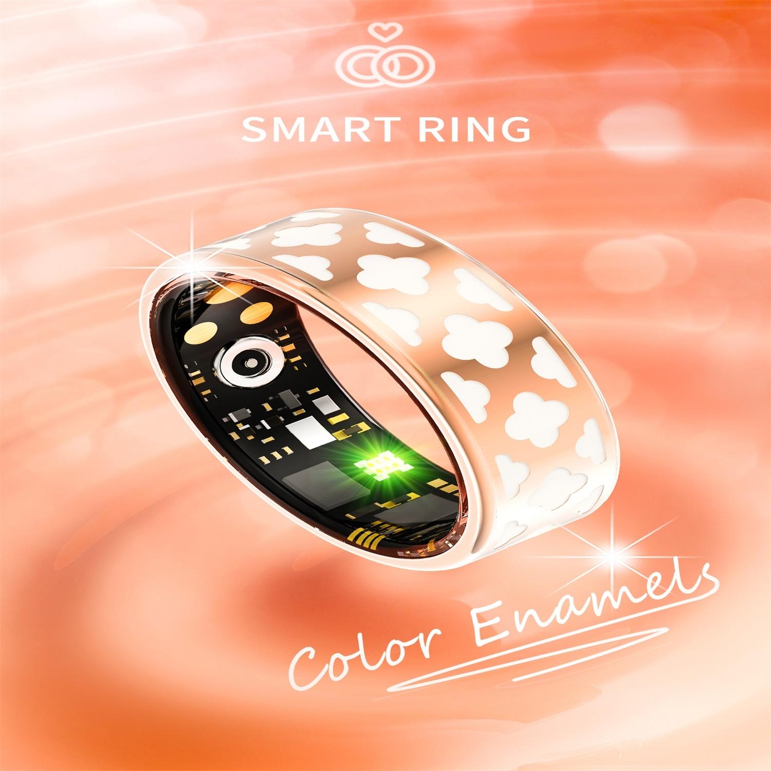 Smart Ring With Heart Rate Blood Oxygen Sleep Monitoring - Rose Gold Size 9 7