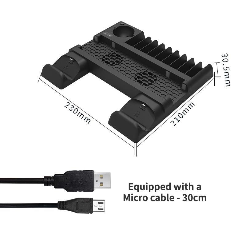 Multi-Function Dual-Seat Cooling Base For Ps4 / Ps4 Pro / Ps4 Slim With Charging And Storage - Black 5