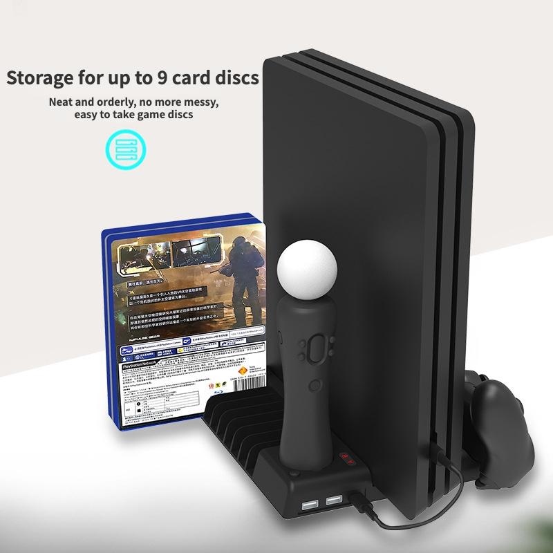 Multi-Function Dual-Seat Cooling Base For Ps4 / Ps4 Pro / Ps4 Slim With Charging And Storage - Black 11