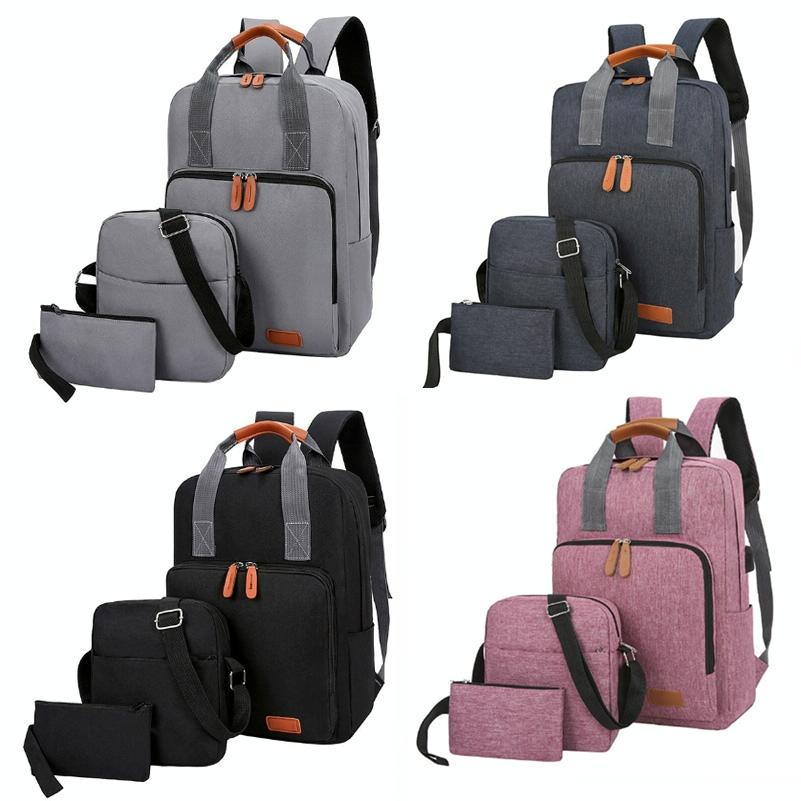 3-in-1 Student Usb Backpack - Multi-functional - Light Grey 3
