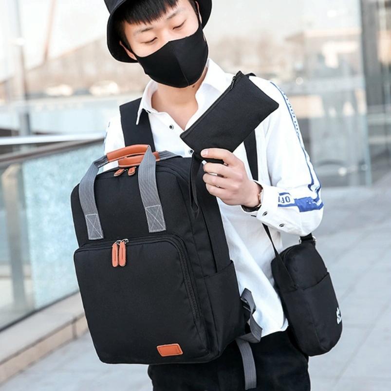 3-in-1 Student Usb Backpack - Multi-functional - Light Grey 8