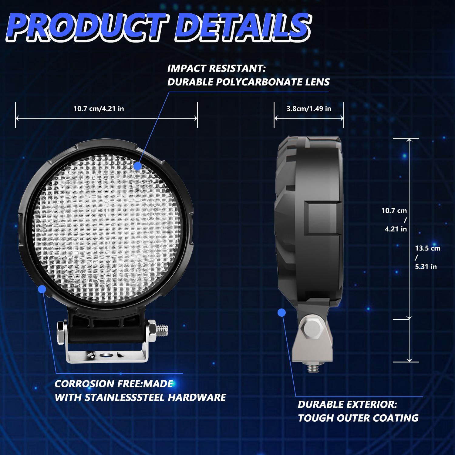 4 Inch Flood - Surface Mixed Luminous Anti - Glare Lens Round Light D0084 3