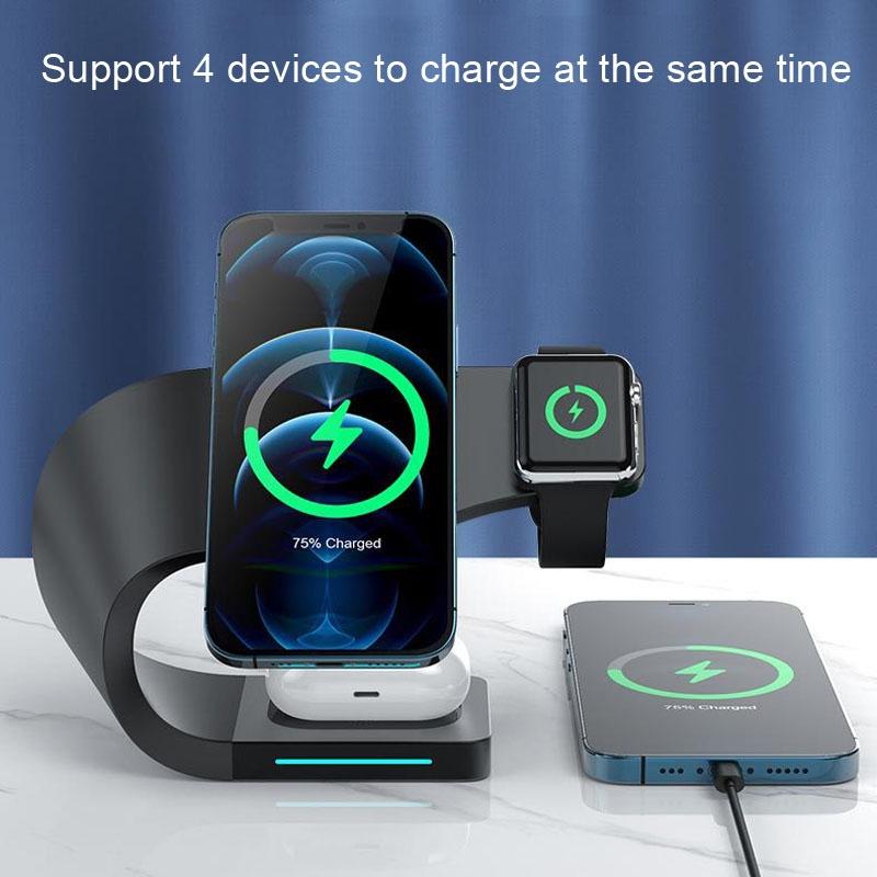 4 In 1 Wireless Charger For Phone Watch Airpods - Black 3
