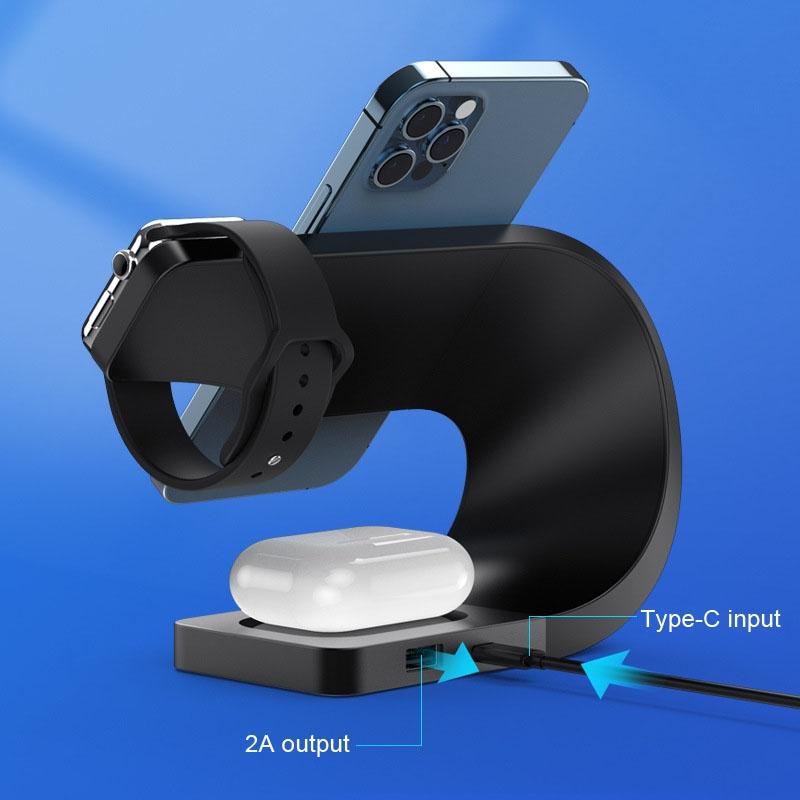 4 In 1 Wireless Charger For Phone Watch Airpods - Black 6