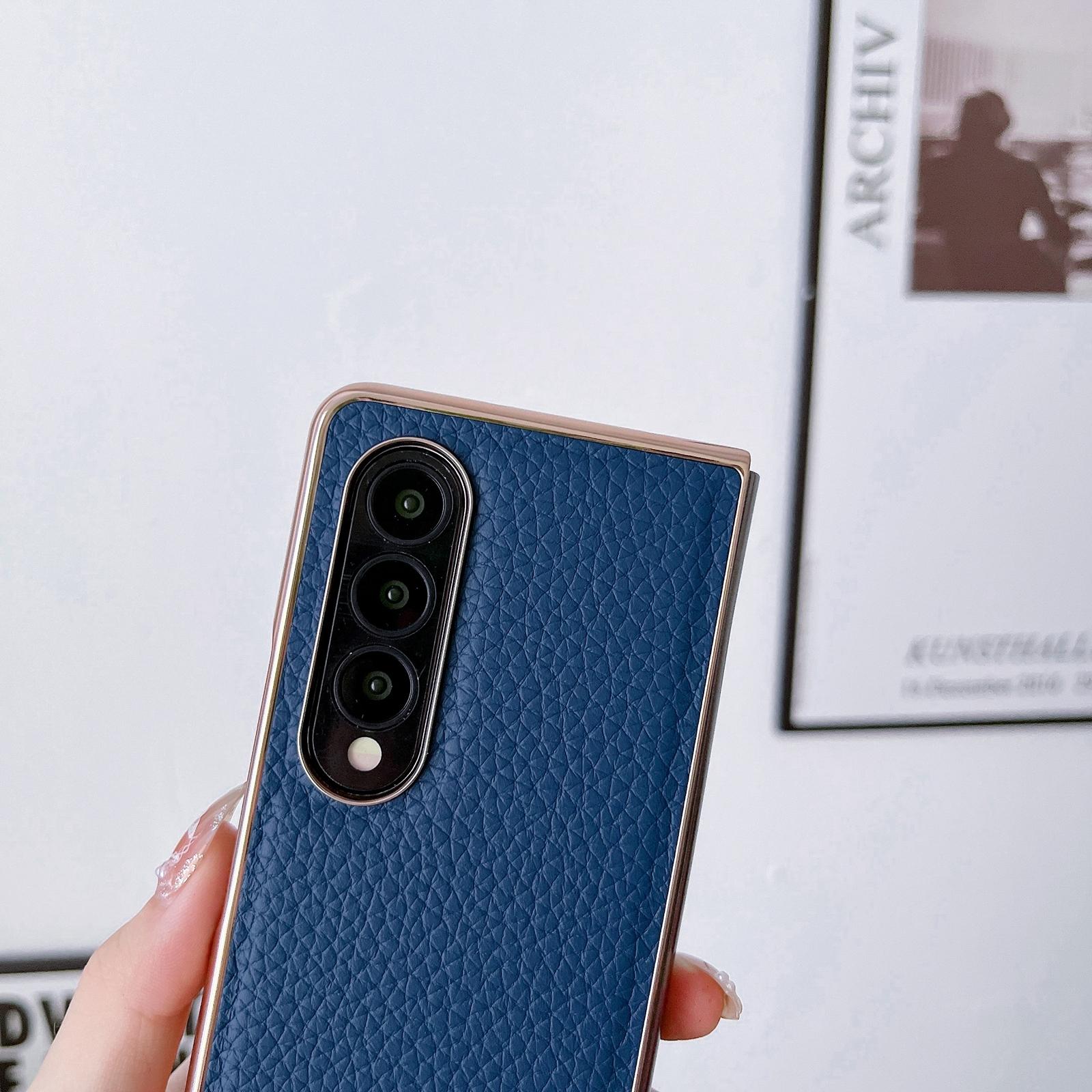For Samsung Galaxy Z Fold4 5G Star Series Nano Electroplating Pu Case - Elephant Grey 5
