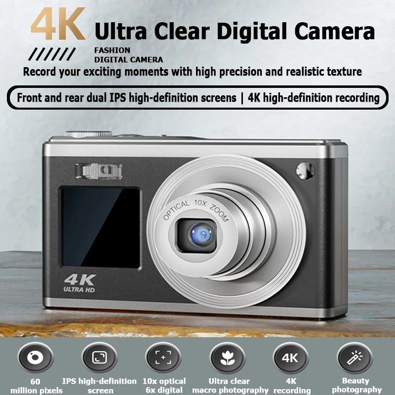 4K Hd Optical Zoom Digital Camera 60Mp Dual Screen Selfie Camera No Memory - Black 3