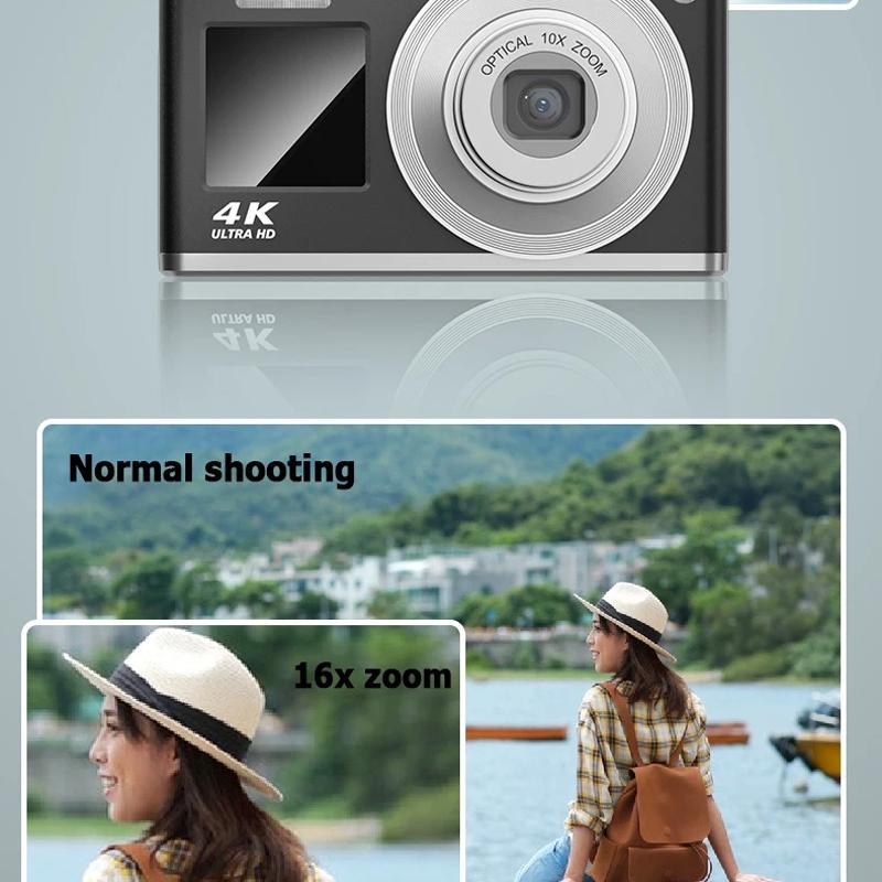 4K Hd Optical Zoom Digital Camera 60Mp Dual Screen Selfie Camera No Memory - Black 6