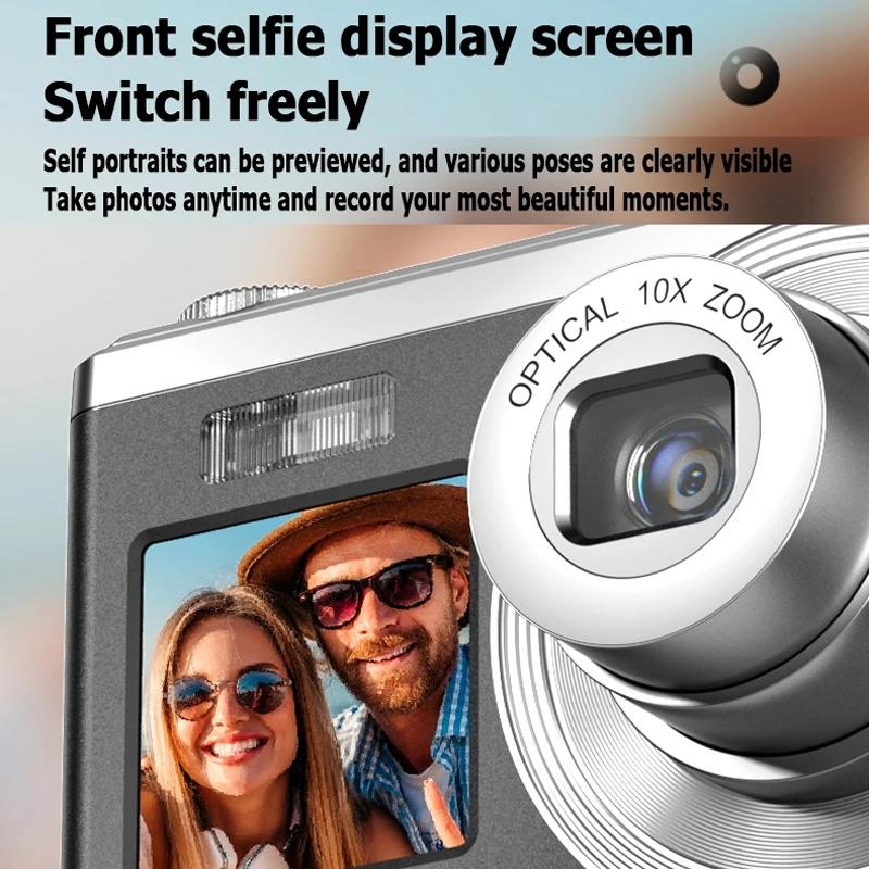 4K Hd Optical Zoom Digital Camera 60Mp Dual Screen Selfie Camera No Memory - Black 12