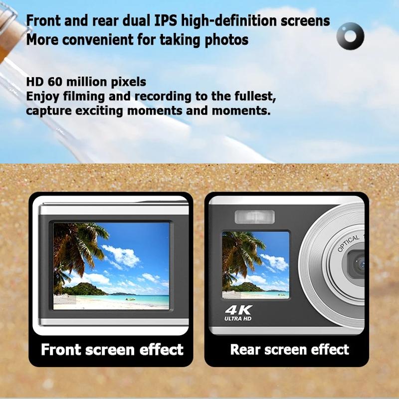 4K Hd Optical Zoom Digital Camera 60Mp Dual Screen Selfie Camera No Memory - Black 13