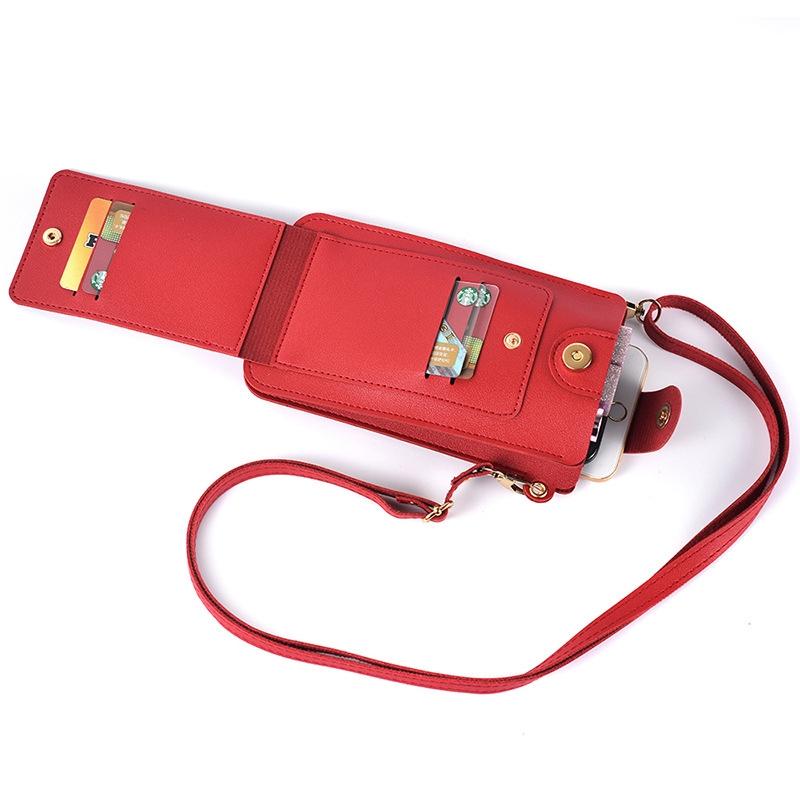 Printed Mini Shoulder Bag With Card Holder - Red 4