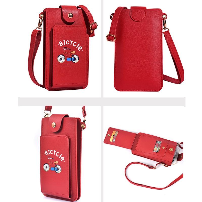 Printed Mini Shoulder Bag With Card Holder - Red 14