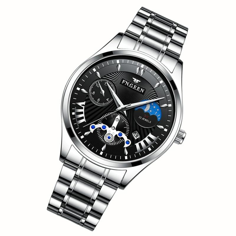 Men Luminous Casual Quartz Watch - 5606 - Between Rose Gold Rose Shell Black Surface 14