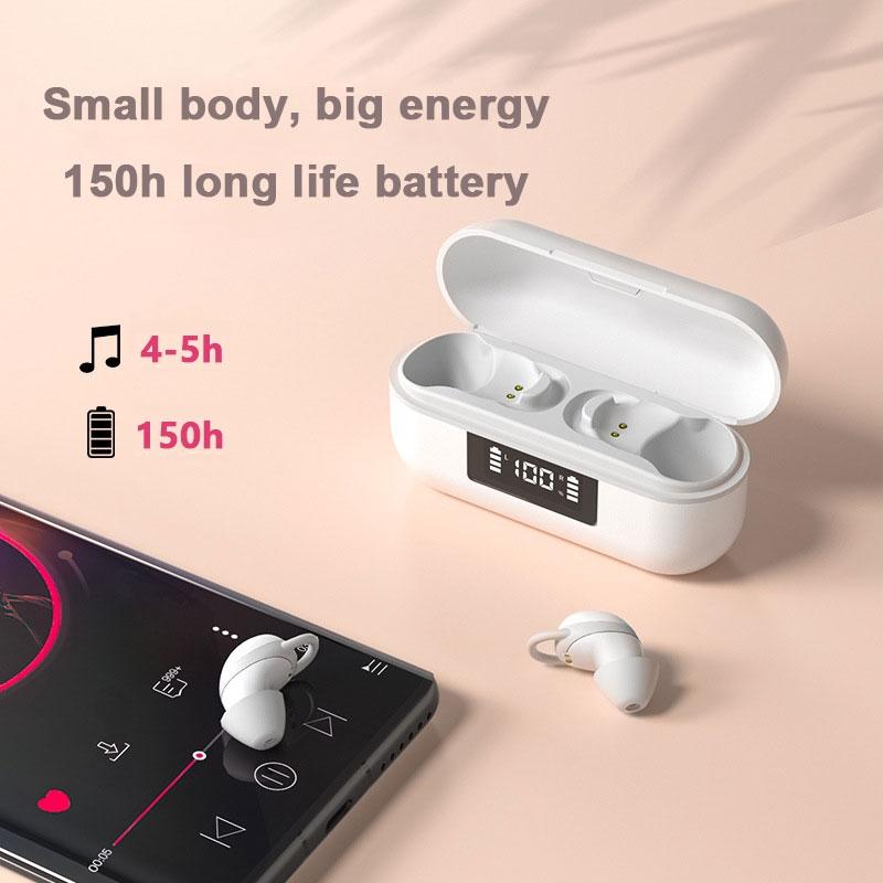 Wireless Noise-cancelling Earbuds with Digital Display and Charging Case - White 5