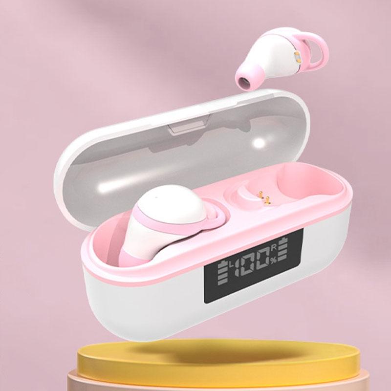 Wireless Noise-cancelling Earbuds with Digital Display and Charging Case - White 13