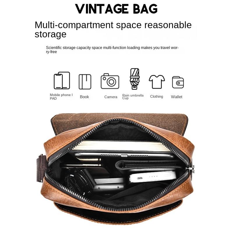 Retro Crossbody Messenger Bag Large Capacity - Black 9