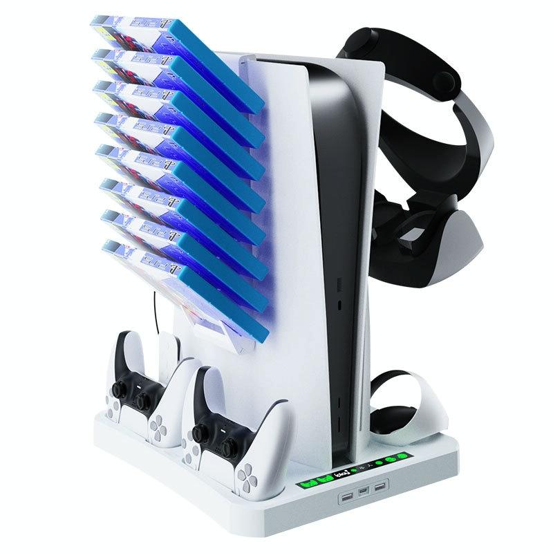 Multifunctional Cooling Base for Ps5 with Vr2 Handle Charging and Disc Storage Stand - White 5