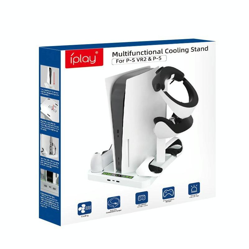 Multifunctional Cooling Base for Ps5 with Vr2 Handle Charging and Disc Storage Stand - White 6