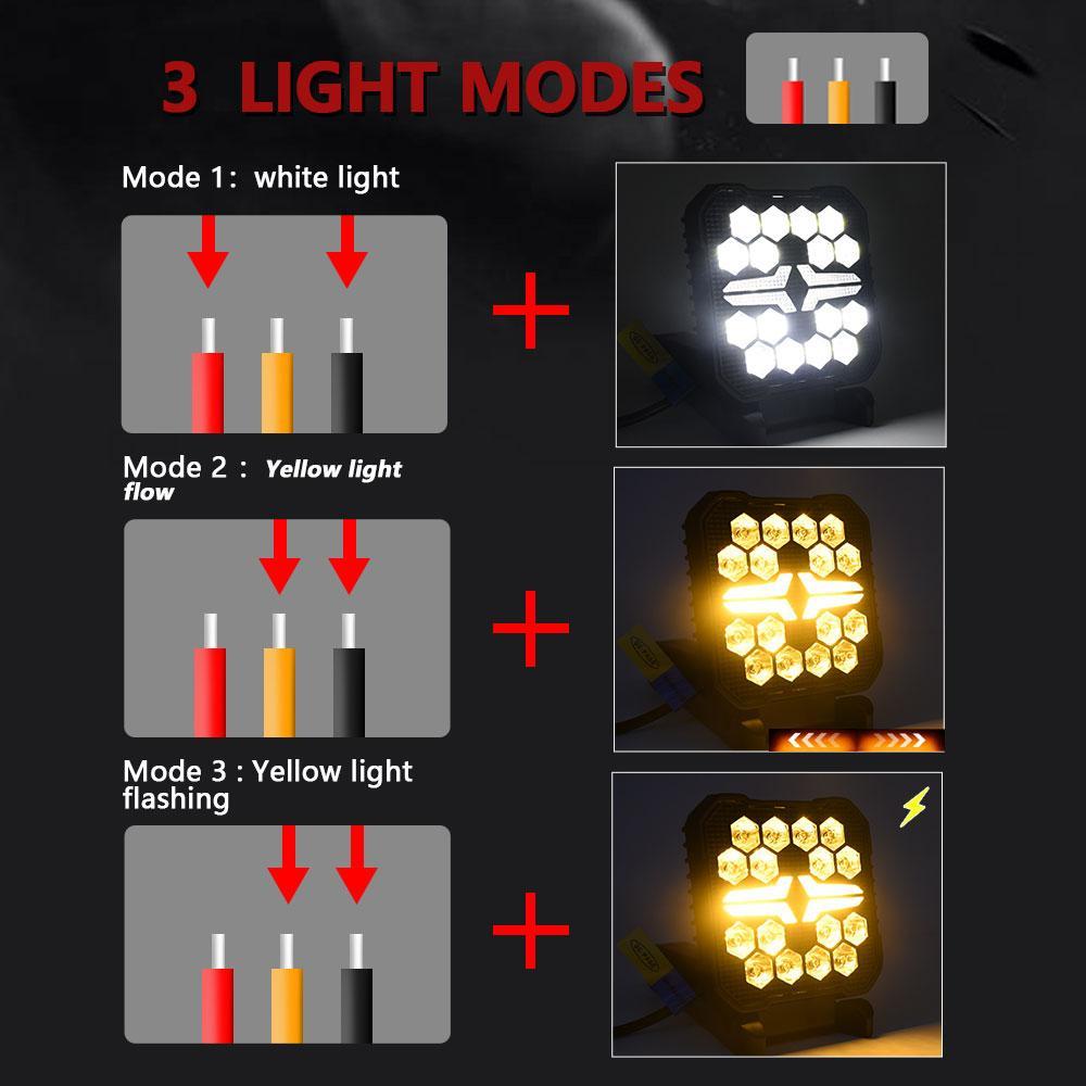 4 Inch Square Mixed Luminous Fishbone Angel Eye Car Work Light 6