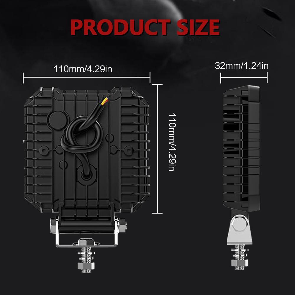 4 Inch Square Mixed Luminous Fishbone Angel Eye Car Work Light 10