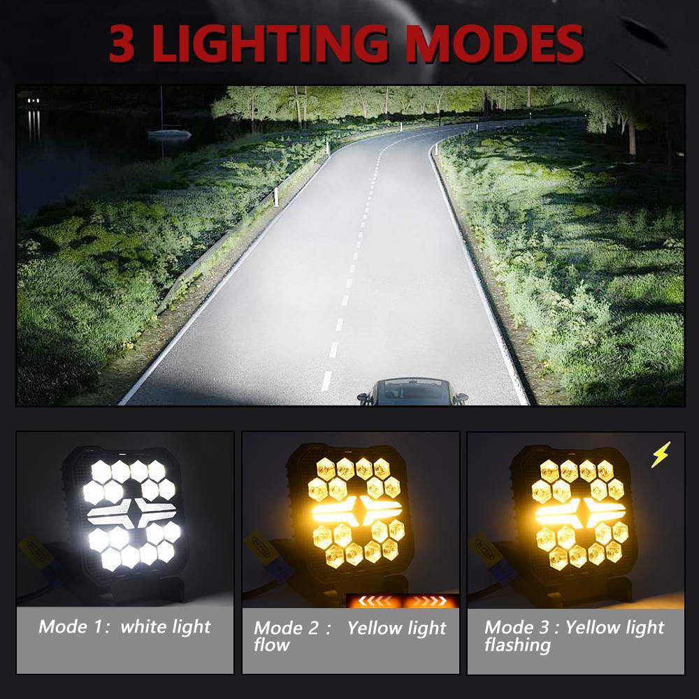 4 Inch Square Mixed Luminous Fishbone Angel Eye Car Work Light 13