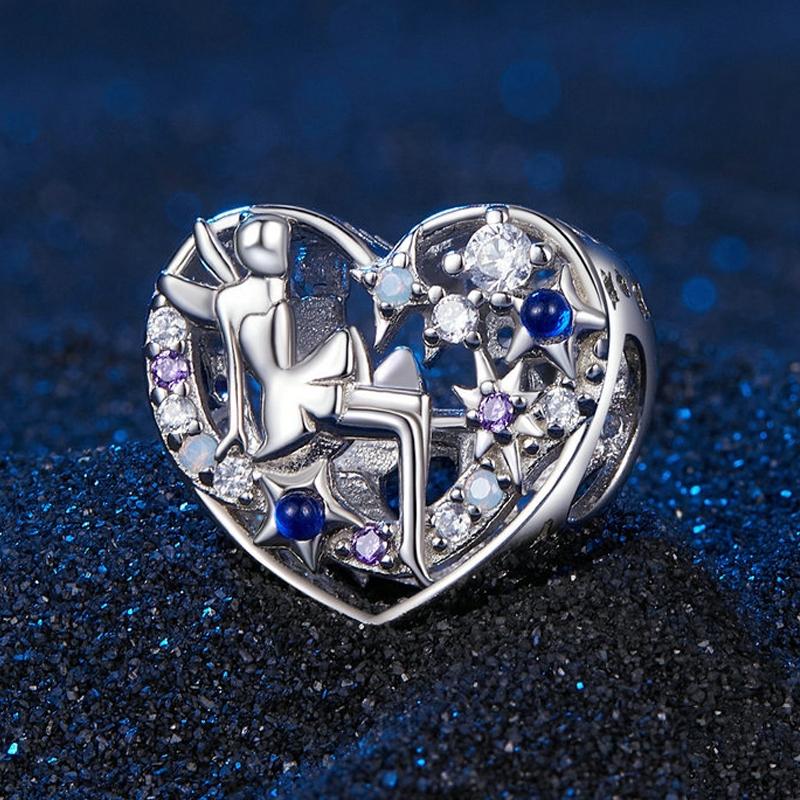 925 Sterling Silver Diy Elf Heart Bead Bracelet & Necklace Set 3