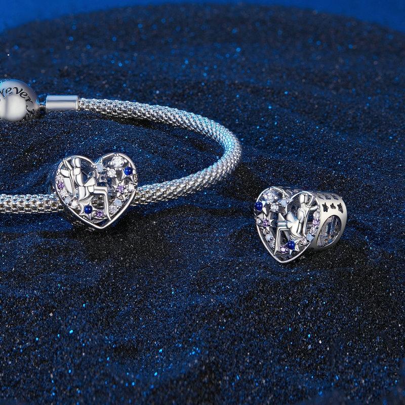 925 Sterling Silver Diy Elf Heart Bead Bracelet & Necklace Set 5