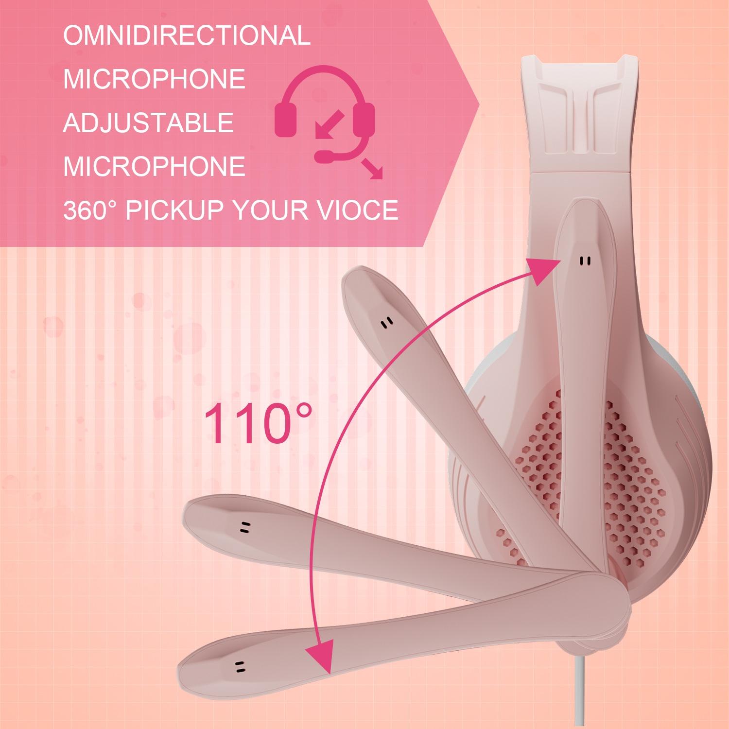 Adjustable Gaming Headset With Mic 3.5Mm Port - Rose Gold 10
