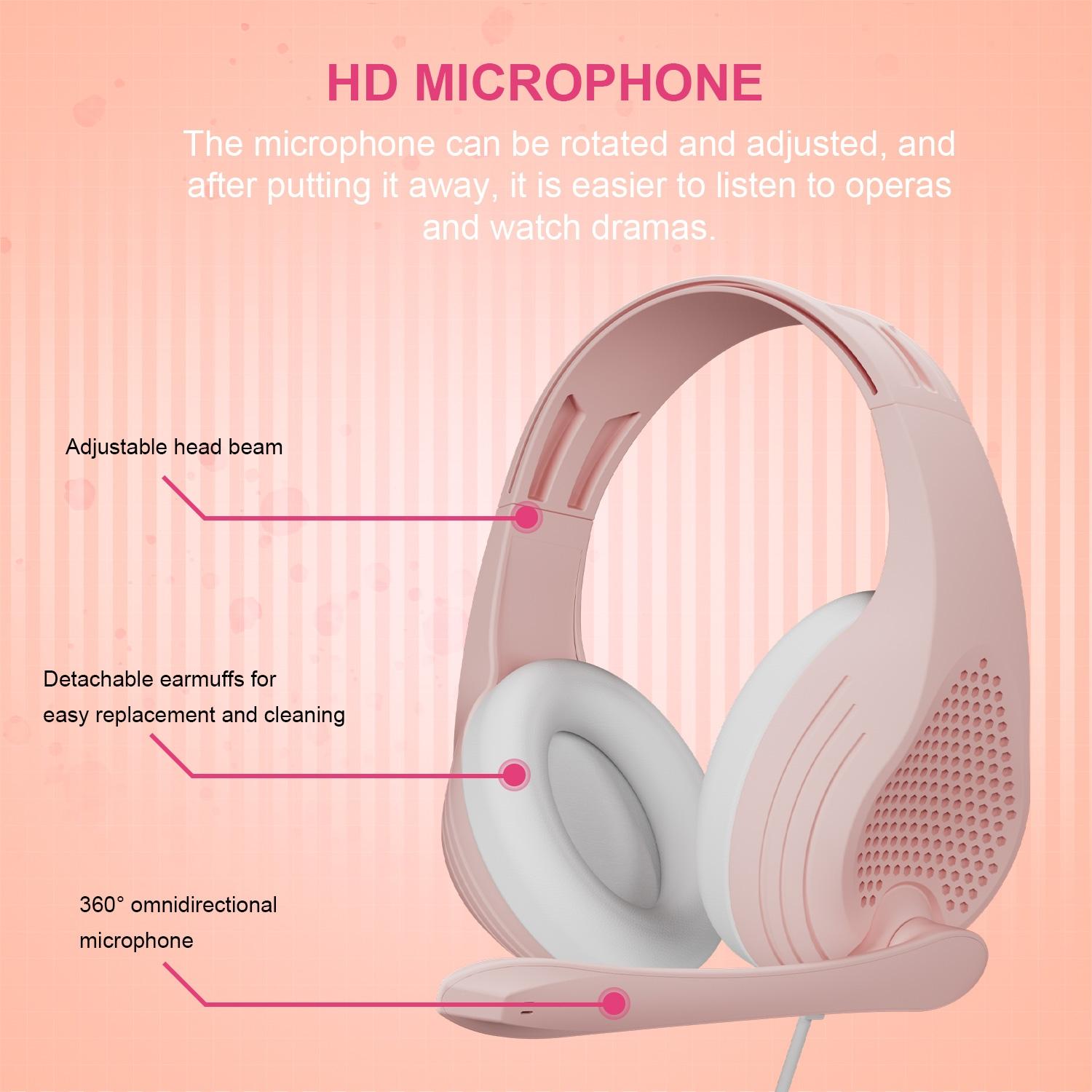 Adjustable Gaming Headset With Mic 3.5Mm Port - Rose Gold 11