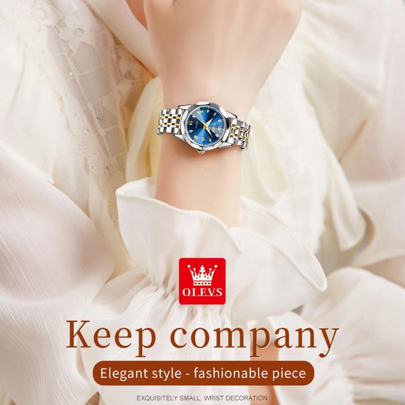 Waterproof Quartz Watch with Butterfly Buckle for Women - White + Gold 7