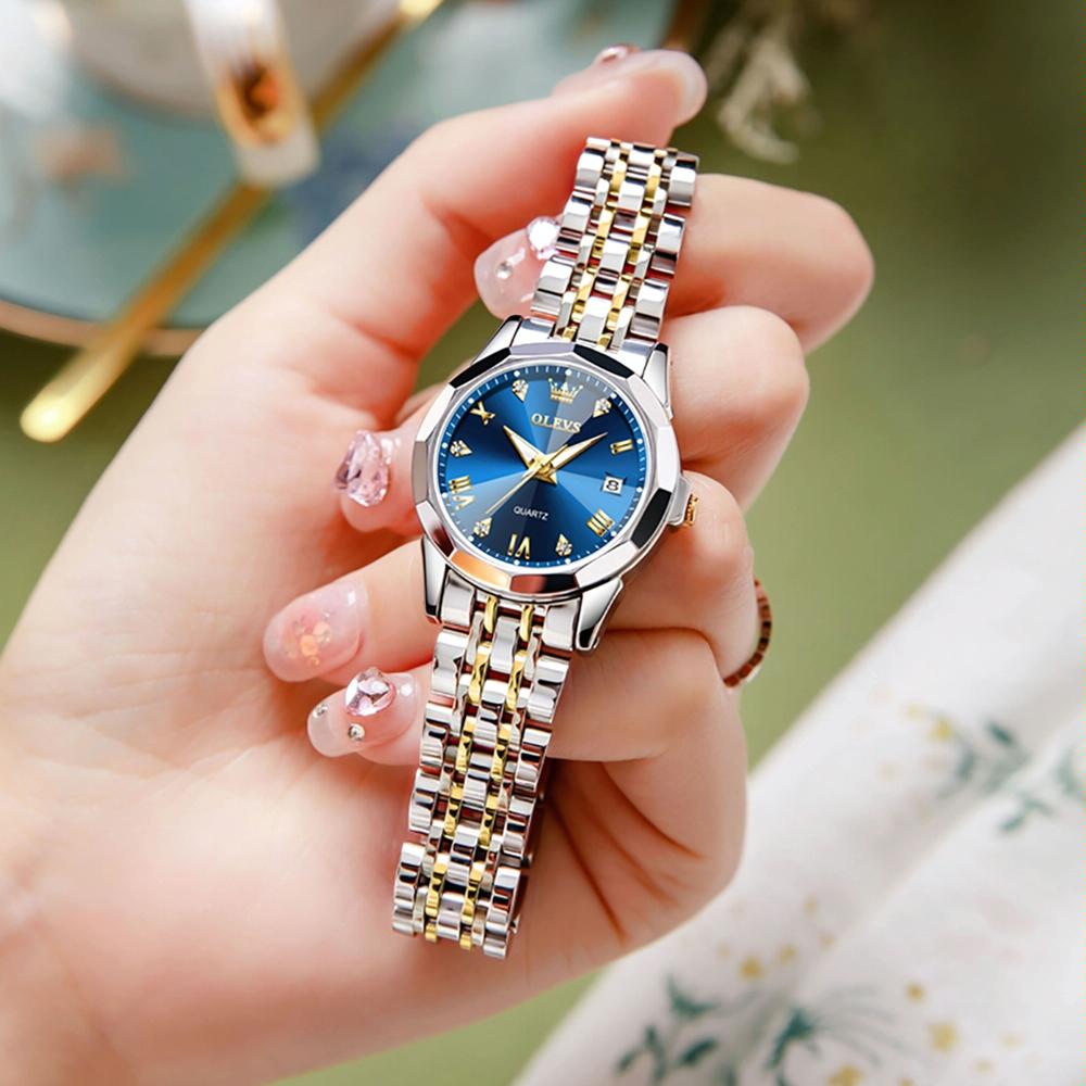 Waterproof Quartz Watch with Butterfly Buckle for Women - White + Gold 11