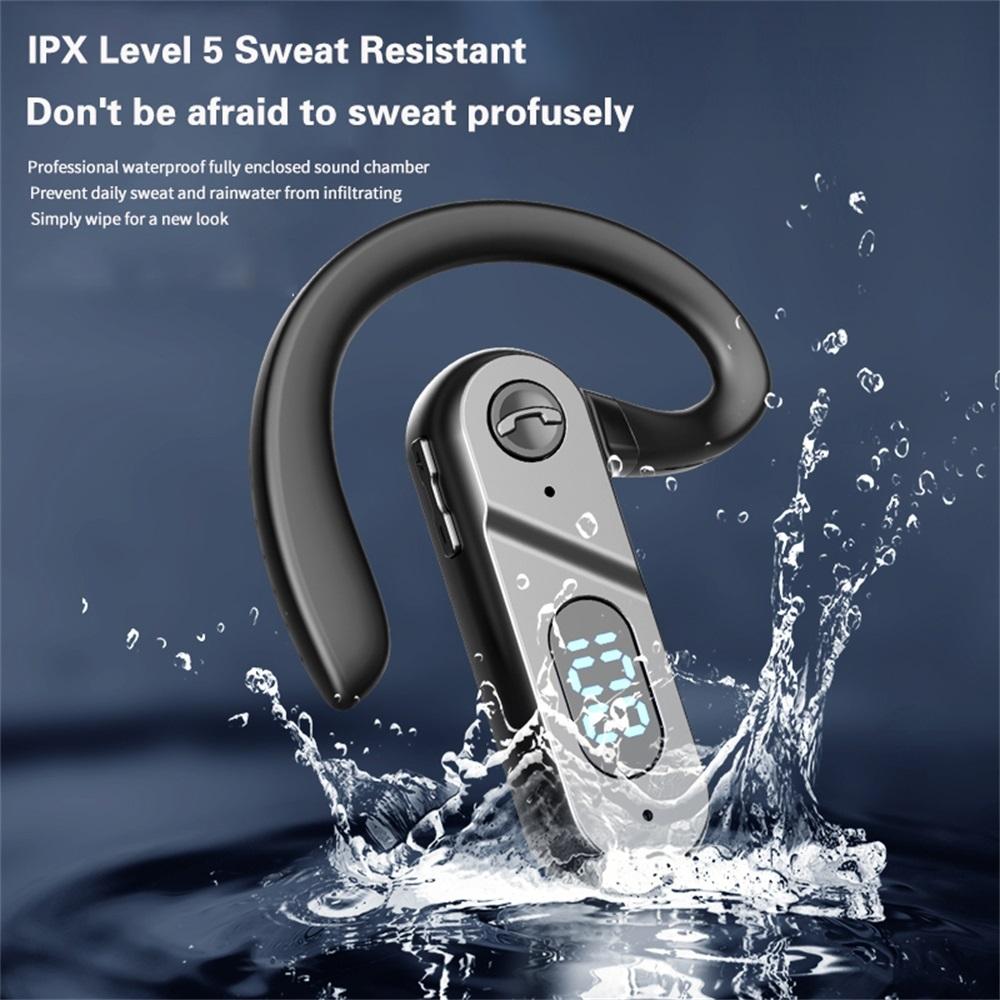 V28 Bluetooth Voice Control Earphone - Black Digital Display Single Ear 6