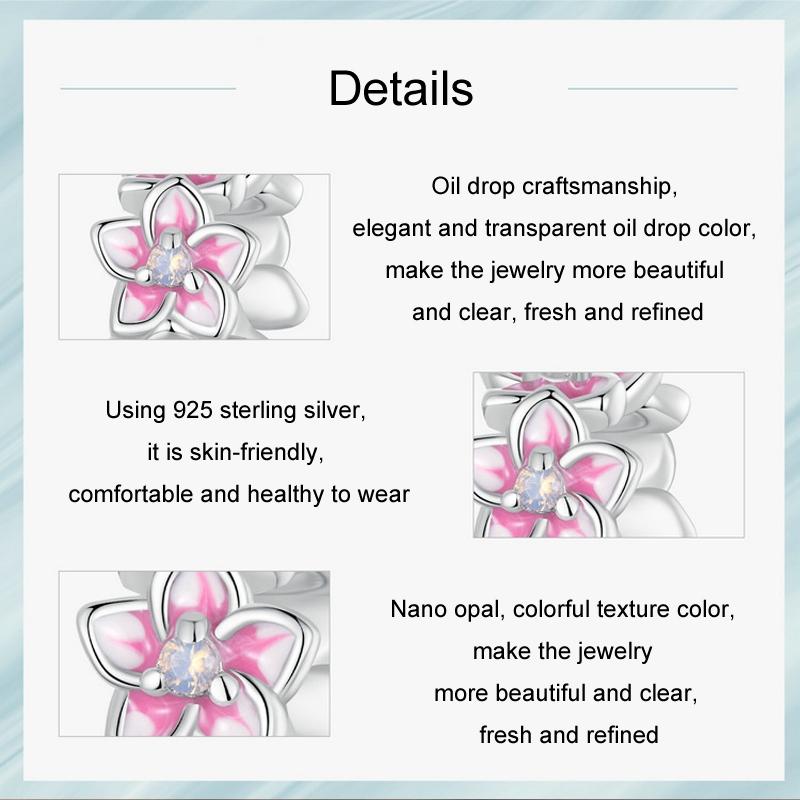 925 Sterling Silver Gradient Cherry Blossom Spacer Beads 5