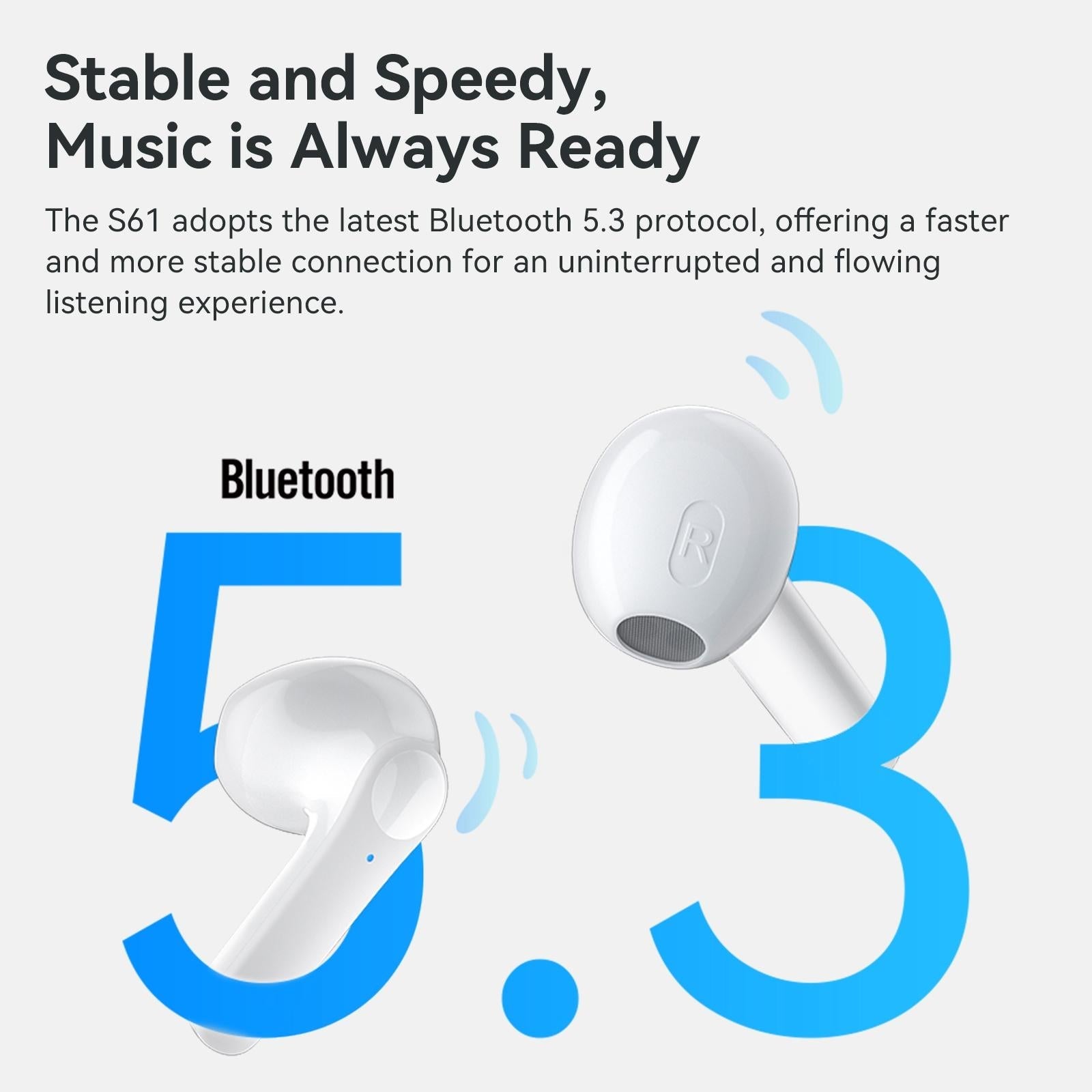 True Wireless Stereo Bluetooth Earphones - S61 - White 6