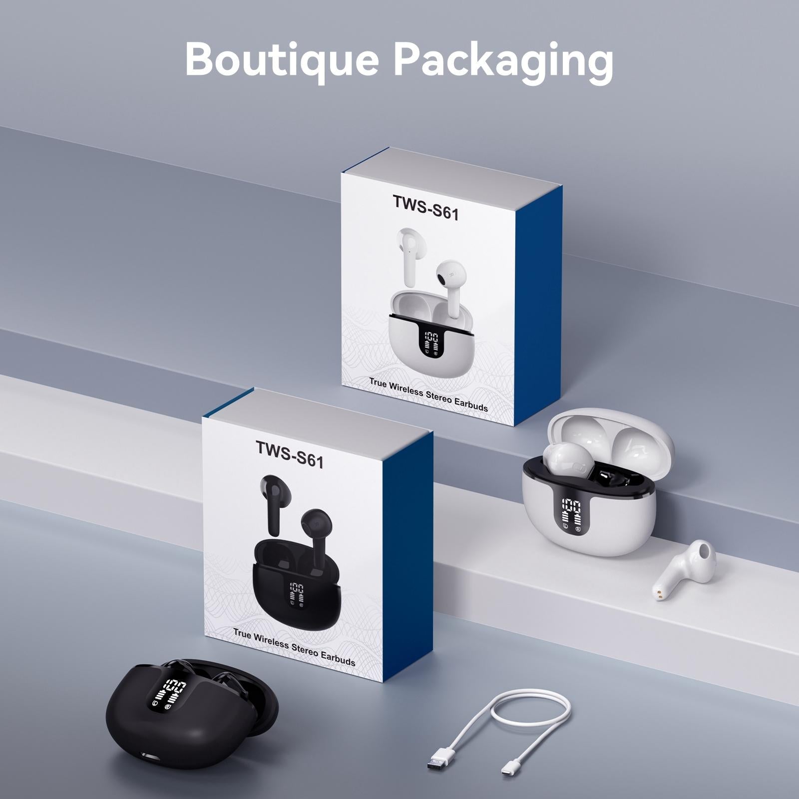 True Wireless Stereo Bluetooth Earphones - S61 - White 13