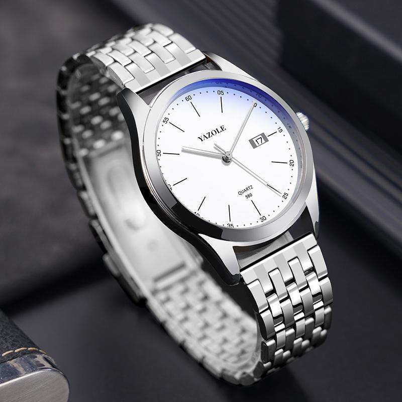 Waterproof Men Watch - Stainless Steel Band Quartz Movement - Black Dial 3