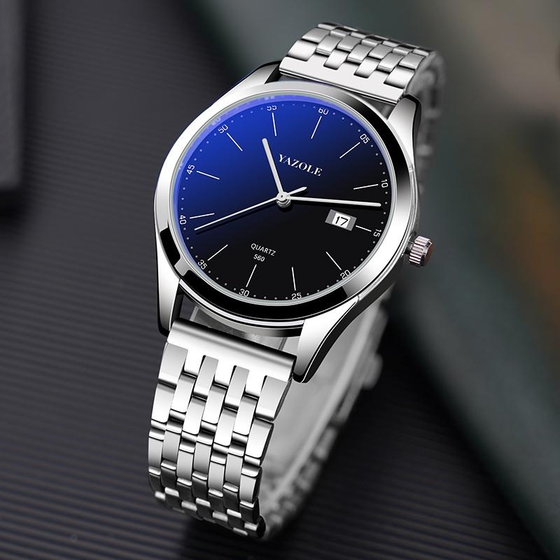 Waterproof Men Watch - Stainless Steel Band Quartz Movement - Black Dial 10