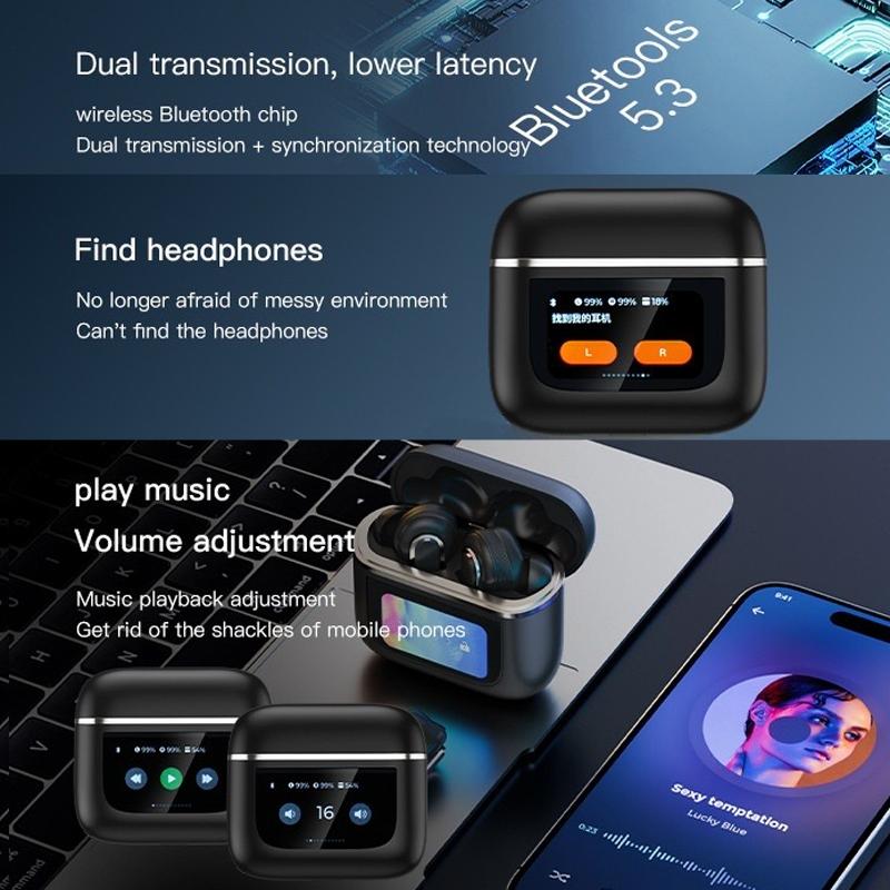 Wireless Anc Bluetooth Earphones with Touch Screen and Active Noise Reduction - Champagne Gold 4