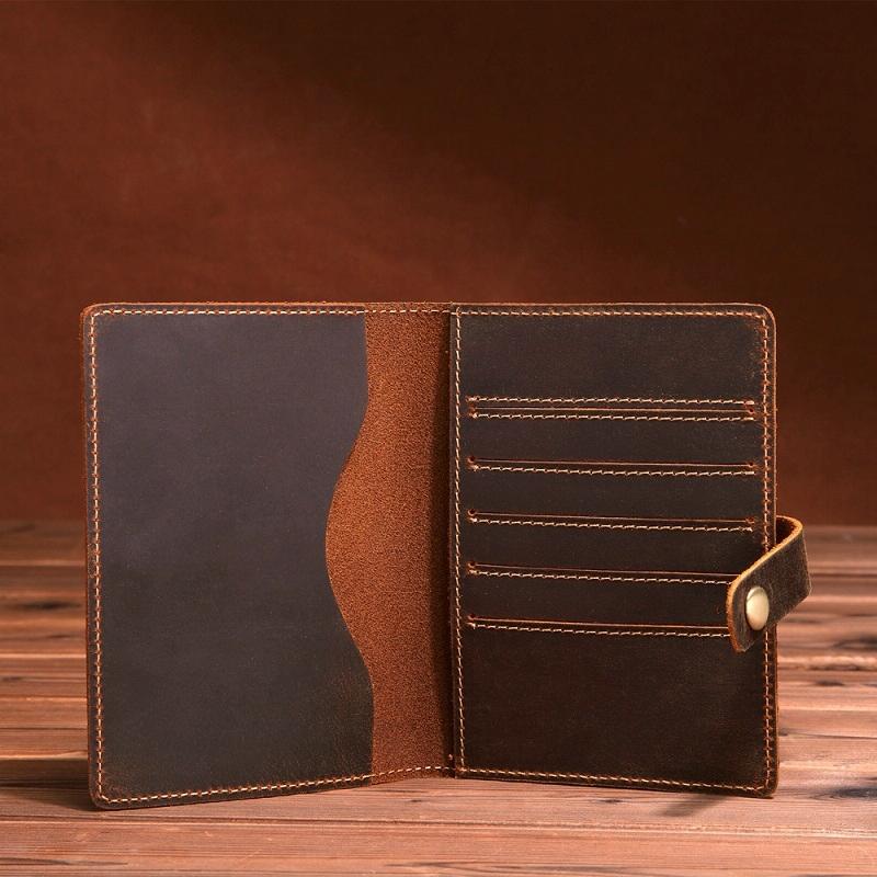 Vintage Dark Coffee Leather Passport Holder 6