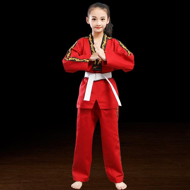 130Cm Cotton Taekwondo Training Uniform For All Ages - Red - 130 14